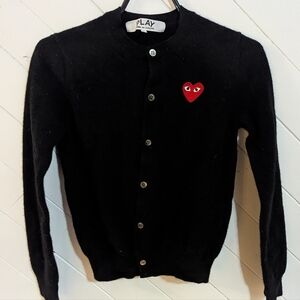 Comme des Garcons Black Cardigan with Red Heart